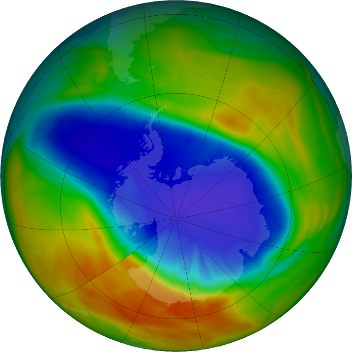 Antarctic ozone map for 23 September 2017